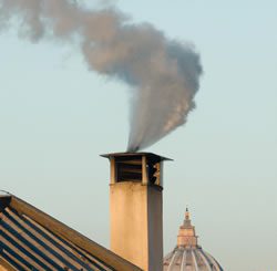 The Vatican chimney hasn't stopped smoking, but you can